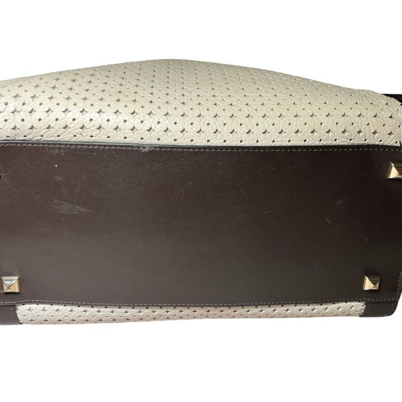 Henri Bendel Rivington Tote Shoulder Handbag Brown Cream Leather EUC - Picture 5 of 8